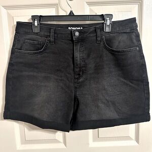 Sonoma Goods For Life® High/Mid Rise Roll Cuff Mom Shorts, Faded Black, Sz 14